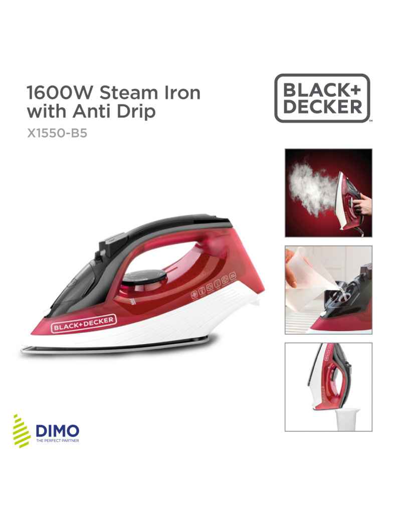 BLACK+DECKER Steam Iron With Anti Drip (X1550-B5) - 1600W