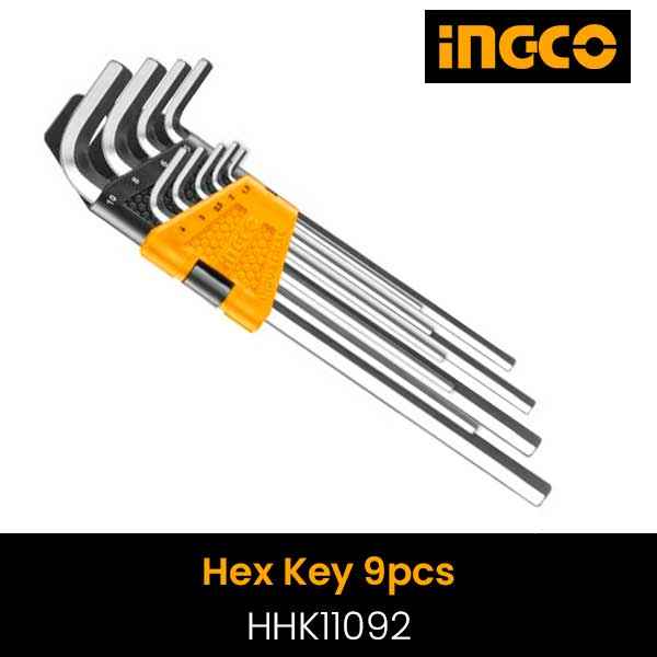 Ingco Hex Key 9Pcs with Extra Long Arm HHK11092