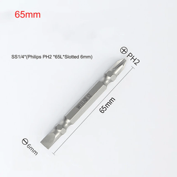 1Pcs-Double-Head-Screwdriver-Bit-Magnetic-PH2-Philips-Cross-and-6mm-Flat-Slotted-Screwdriver-Bits-50