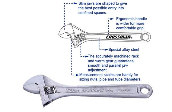 CROSSMAN Adjustable Wrench 12" C95612