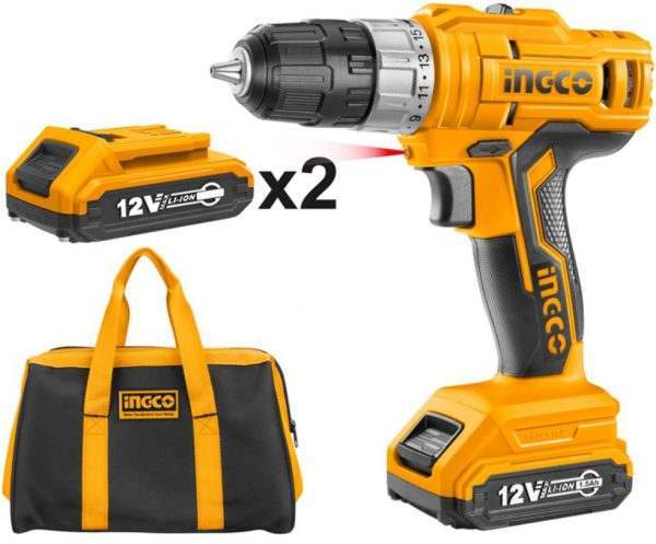 INGCO Lithium-Ion Cordless Drill 12V with two Batteries CDLI1222-8